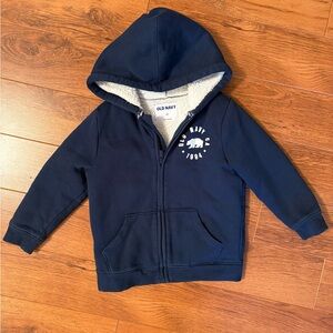 Old Navy Boys Sherpa Lined Zip-Up Hoodie. Navy Blue Size 4T